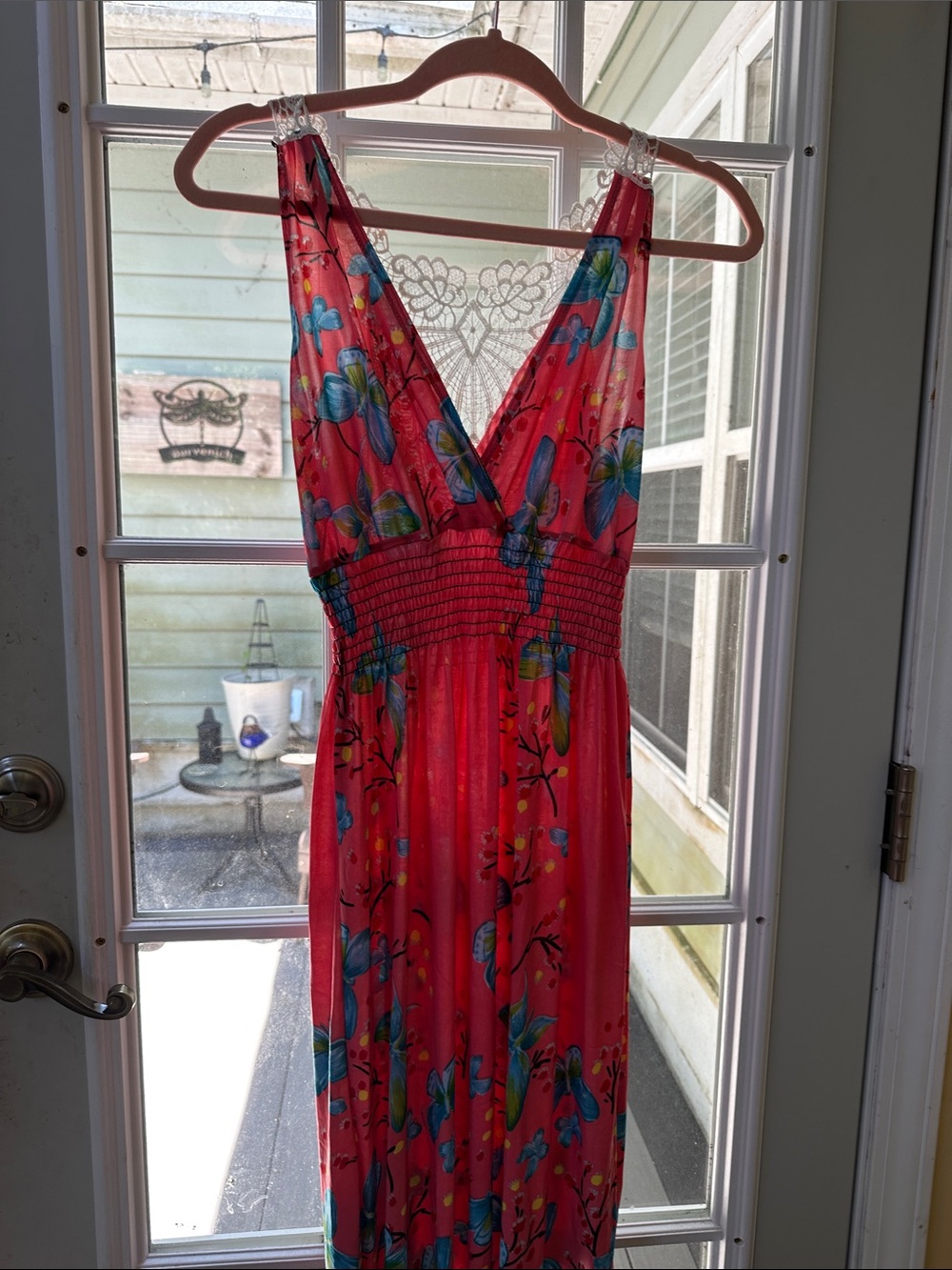 Floral V-Neck Maxi Dress in Bright Pink